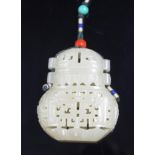 Chinese carved jade bottle pendant