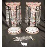 Pair Bohemian glass lustres