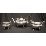 Three piece sterling silver teaset