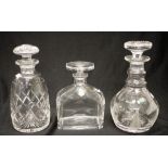 Three various crystal spirit decanters