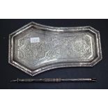 Vintage Persian silver pen holder & tray