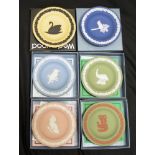 Six Wedgwood jasperware Australian bird dishes