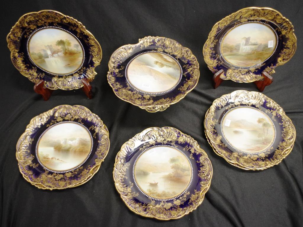 Good Aynsley painted Scottish dessert set