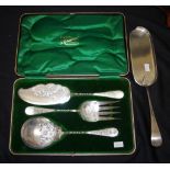 Cased vintage three piece silver plate servers