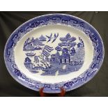 Cresent China Blue and white Willow platter