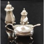 Three piece Sterling silver cruet set