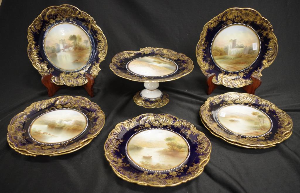 Good Aynsley painted Scottish dessert set - Image 2 of 4