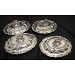 Four silver plate lidded tureens