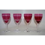 Set four ruby glass wine glasses