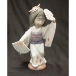 Lladro Oriental Dancer, Geisha girl with fan