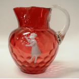Mary Gregory ruby glass jug