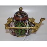 Chinese cloisonne decorated teapot