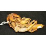Antique carved meerschaum pipe end