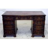 Antique oak pedestal desk
