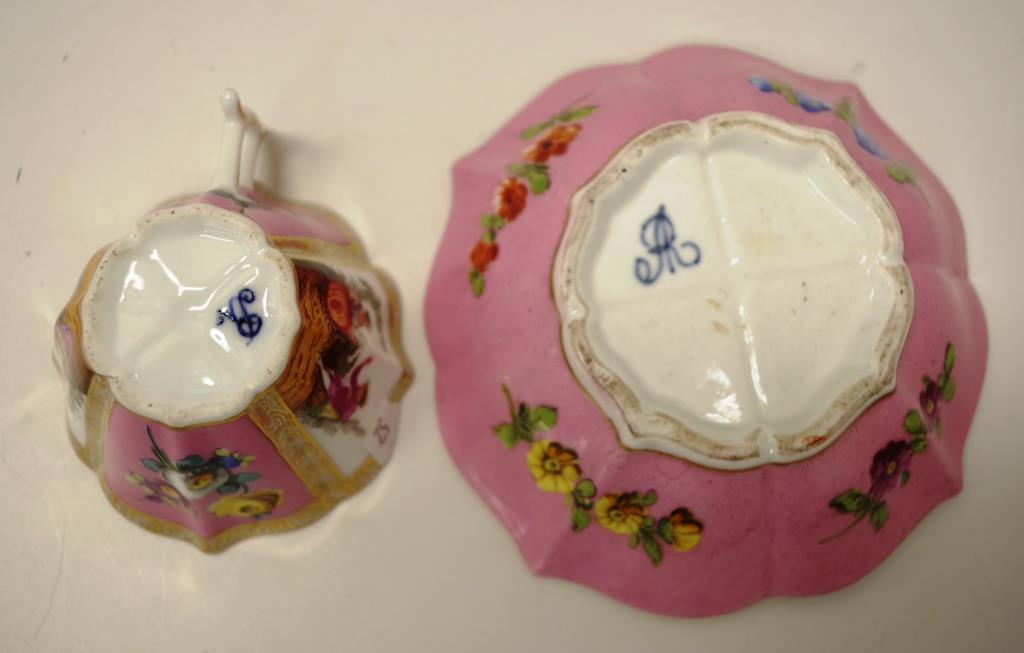 German porcelain teacup and saucer - Image 4 of 4