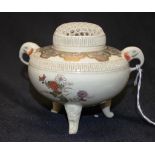 Oriental hand painted ceramic censer