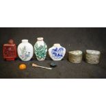 Group Chinese ceramic snuff bottles etc