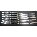 Collection George V sterling silver handle knives