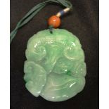 Chinese carved jade mouse pendant