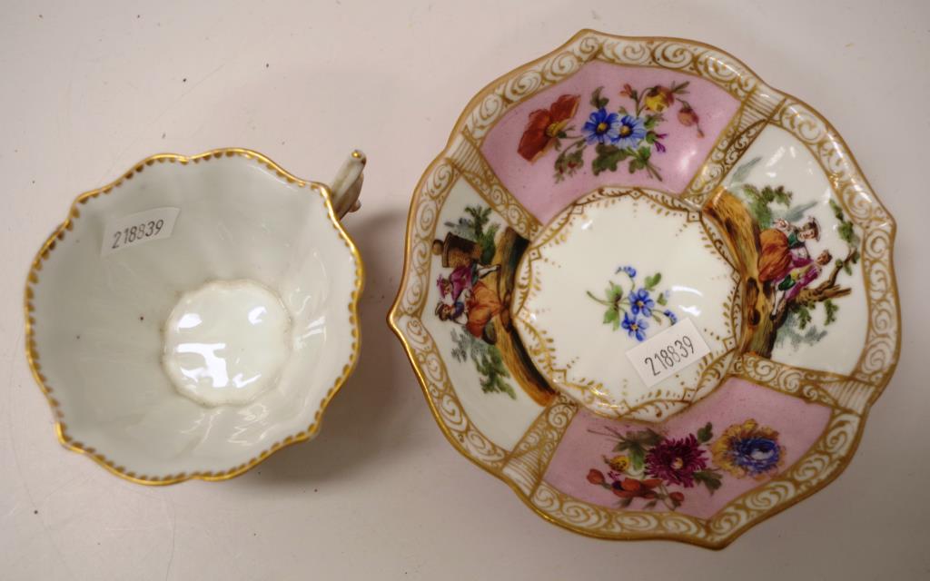 German porcelain teacup and saucer - Image 3 of 4