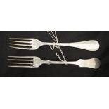 Two antique Continental silver dinner forks