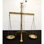 Large antique brass bank balance scales