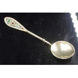 Norwegian silver gilt & plique a jour spoon