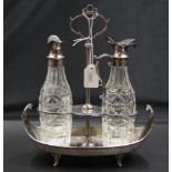 Edward VII sterling silver & crystal cruet set