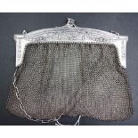 Antique silver framed mesh handbag