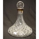 Brierly crystal ship's decanter with silver collar