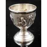 Anglo Indian silver egg cup holder