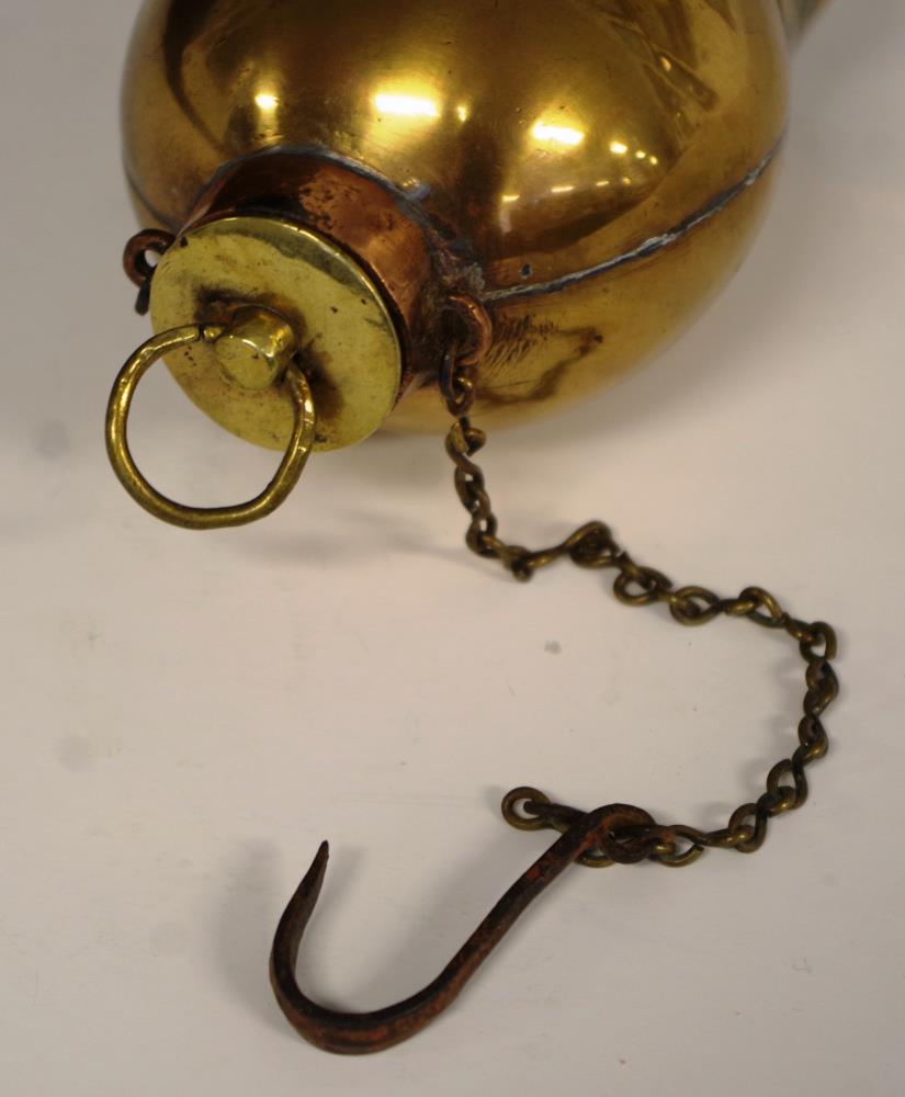 Antique brass black powder flask - Image 2 of 3