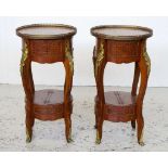 Pair of Louis style 2 tier drum tables
