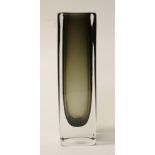 Orrefors smoked glass sommerso rectangular vase