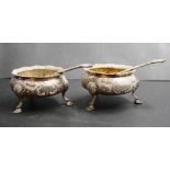 Pair Victorian sterling silver open salts