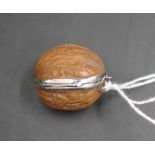 Italian silver mounted walnut pill box