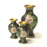 Three Chinese cloisonne vases