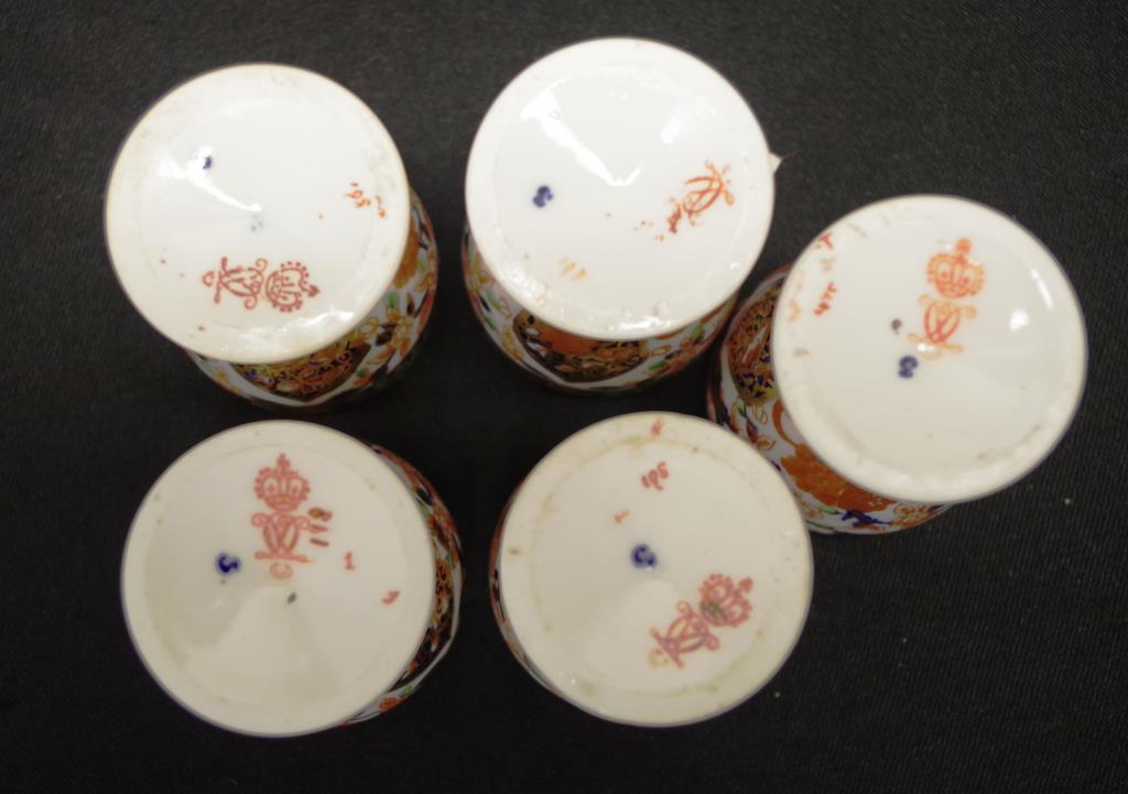 Antique set five Derby painted eggcups - Image 3 of 3