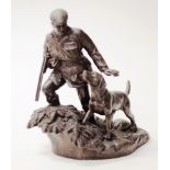 Early bronzed hunter with dog figure