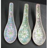 Three early Chinese porcelain soup spoons