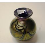 Signed Iridescent art glass vase