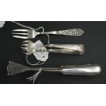 Pair Continental silver sugar nips