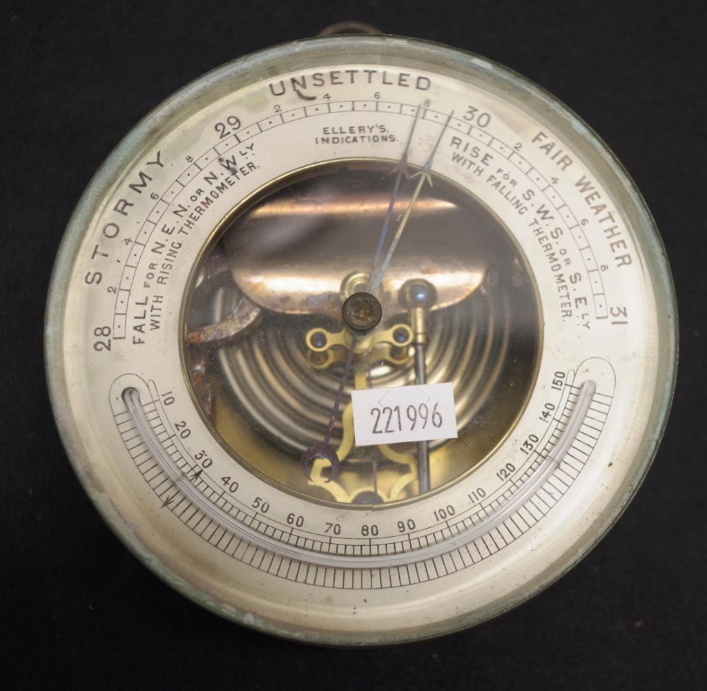 Brass cased wall mounted barometer