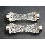 Pair of cut glass & sterling silver knife rests