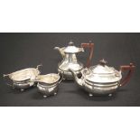 Four piece sterling silver teaset