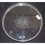 Circular crystal and sterling silver tray