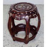 Chinese mother of pearl inlaid drum stool