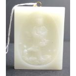 Chinese carved white jade Guan Yin pendant