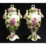 Pair of Sitzendorf lidded jars