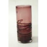 Whitefriars mauve cylindrical art glass vase